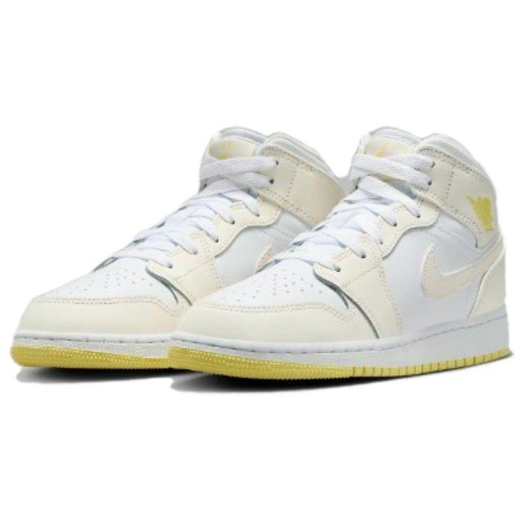 Air Jordan 1 Mid GS Sail Light Laser Orange Kids Sneakers Cream White FD8780-181