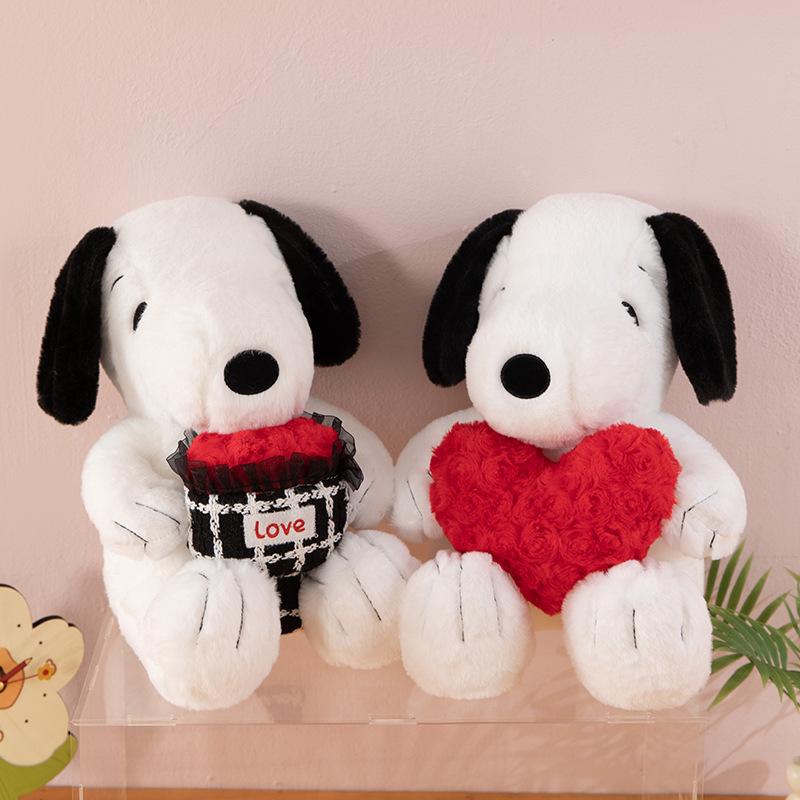 2025 Snoopy Love Heart Bouquet Plush Toy Pillow - Birthday Gift for Girls and Kids