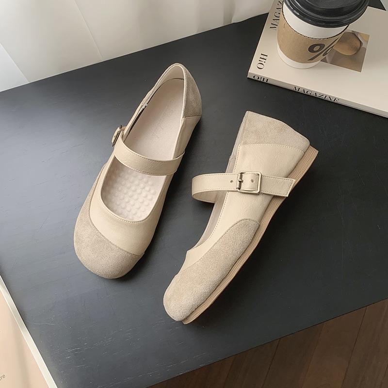 Small Size 3233 Inner Height Increase French Mary Jane Women's Shoes 2025 Spring and Autumn New One-word Buckle with Round Head Single Shoes Women