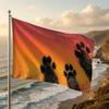 1pc Sunset Furry Paw Print Flag Gradient Red To Yellow Background Whimsical Animal Paw Design