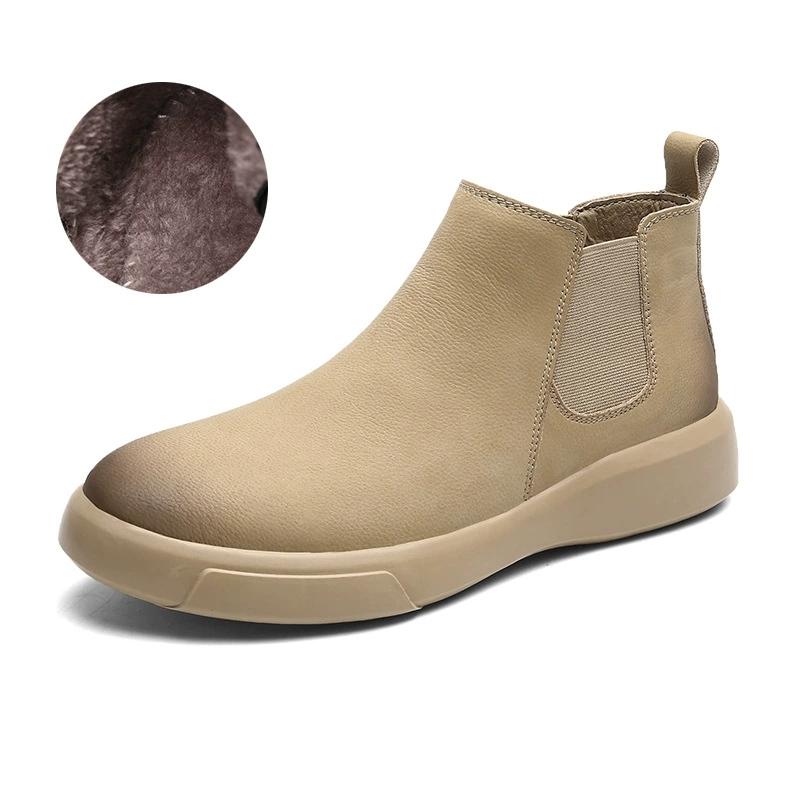 Retro Samt Chelsea Boots für Herren Mode Lässige Herren Knöchelboots Bequem Wasserdicht Outdoor Zum Hineinschlüpfen Lederschuhe für Herren