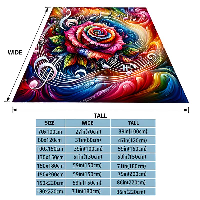 Multicolor Floral & Musical Notes Design Flannel Fluffy Throw Camping Blankets for Children Sofa Throw Thin Blanket Fashion Gift