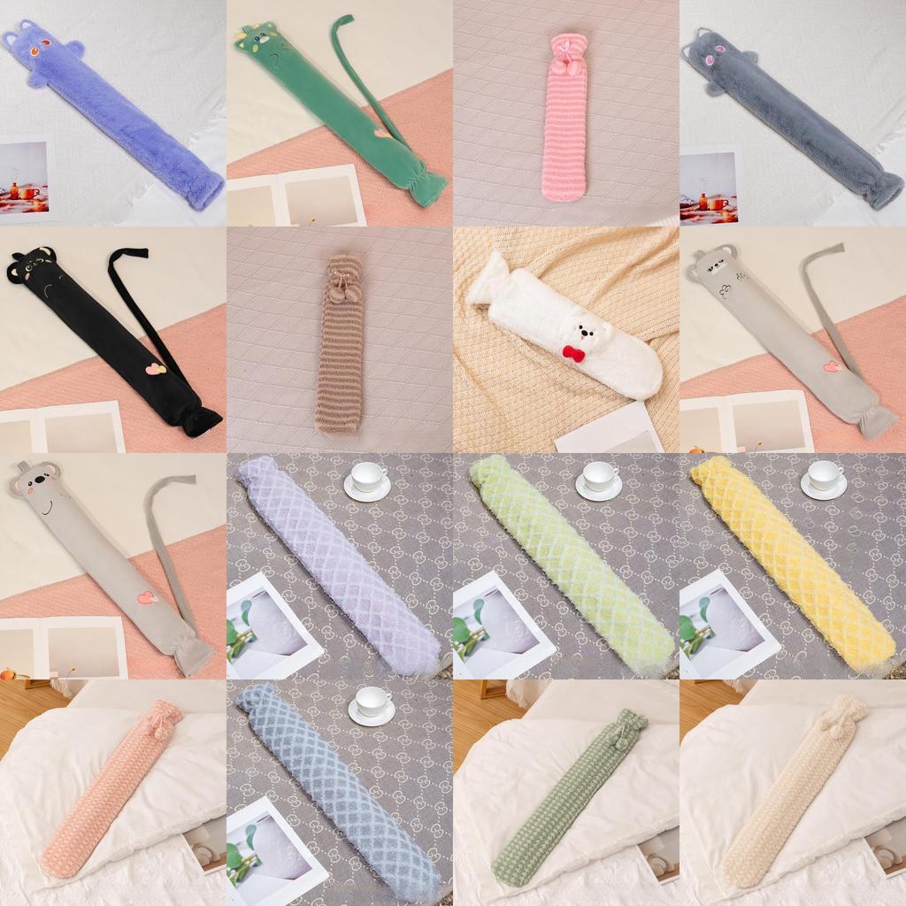Cartoon Cat Shape Long Hot Water Bag With Soft Short Plush For Warmth And Gift Giving