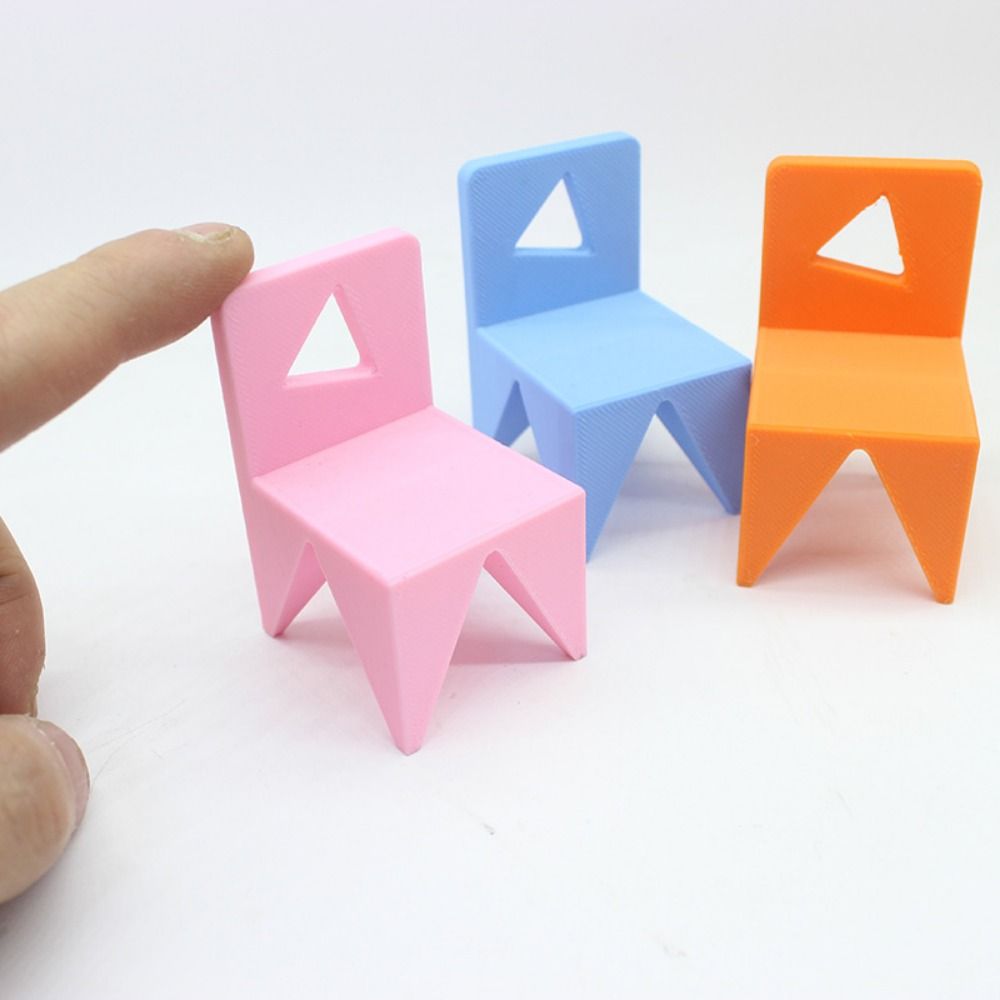 Plastic Miniature Furniture Mini Dining Table Chairs Model Doll Accessories Toys