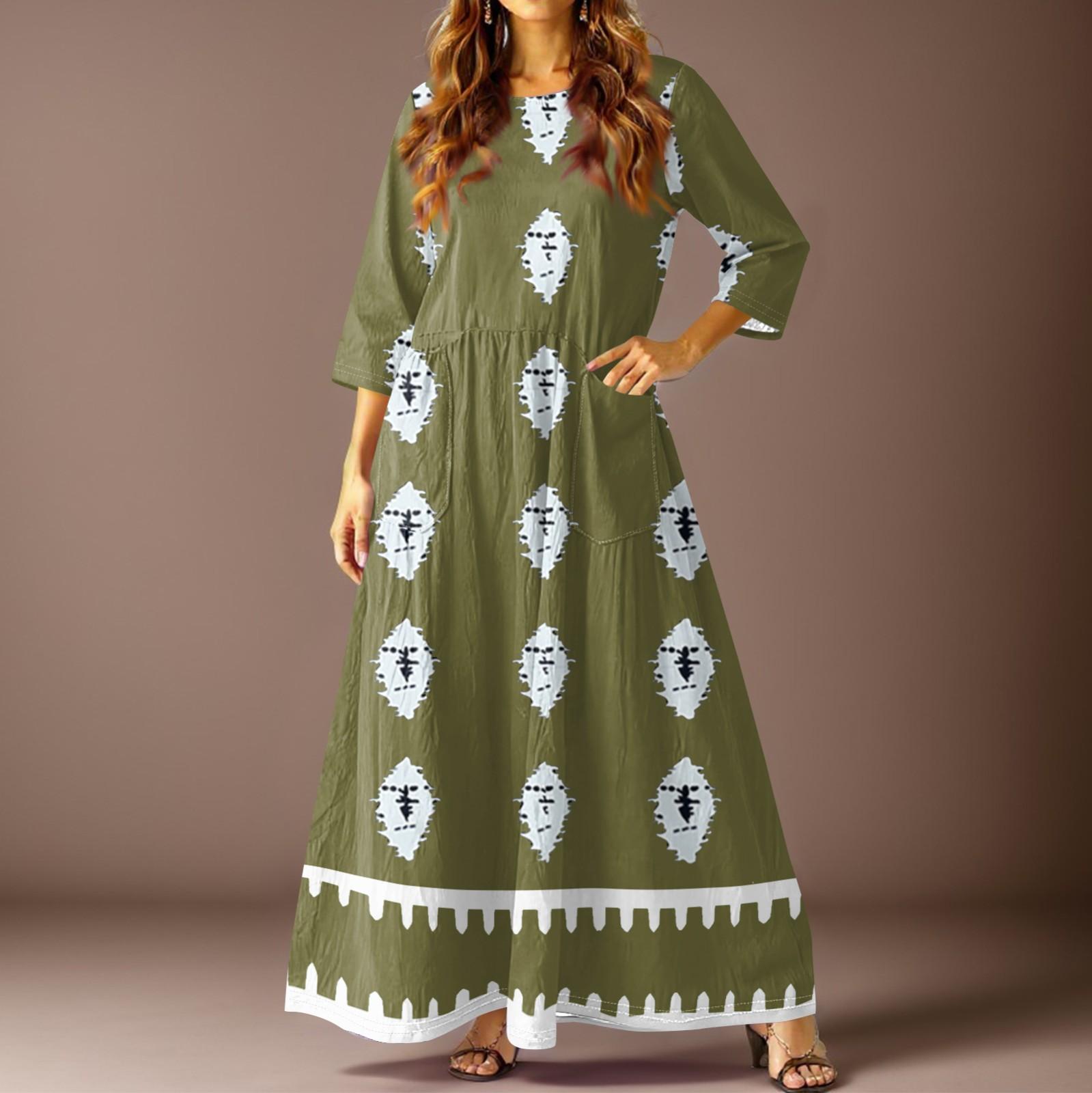 Женское повседневное модное богемное платье с рукавом три четверти и карманами L