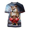 Fun Shiba Inu Pattern Men's T-shirt Fashionable 3D Dog Print Top Summer Casual Short Sleeved Round Neck Pullover