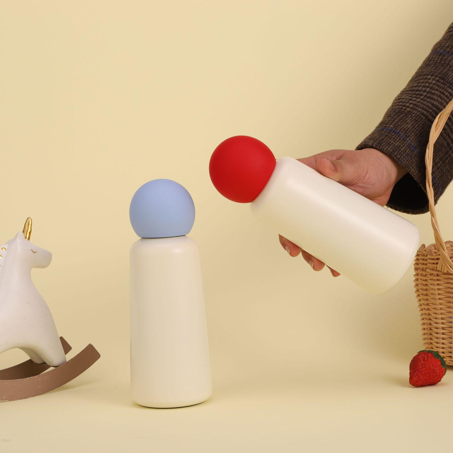 Simple stainless steel thermos cup red nose small ml pocket cup outdoor portable gift accompanying water cup luce di colore blu