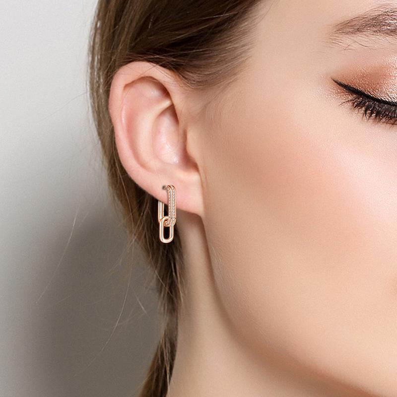 925 Silver Geometric Rose Gold Drop Earrings For Women Elegant Fashion Jewelry S925 Fine Gifts