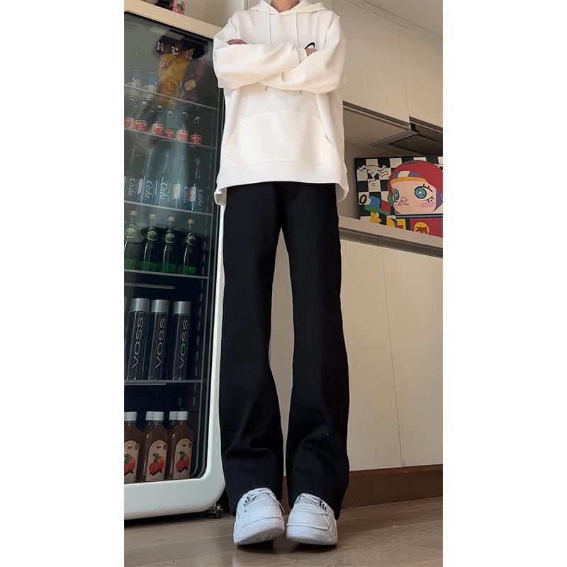 Men's Washed Blue Straight-Leg Jeans, Spring/Autumn High Street Style, Cleanfit Micro-Flared Long Pants