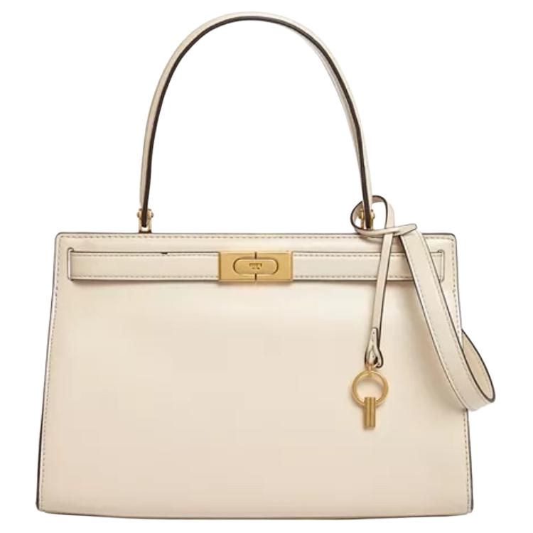 

Tory Burch TB Lee Radziwill Matte Gold Buckle Key Pendant Leather Handbag Shoulder Bag Small Women Handbags White 55814-122 Basic Set (Bag+Dust Bag)