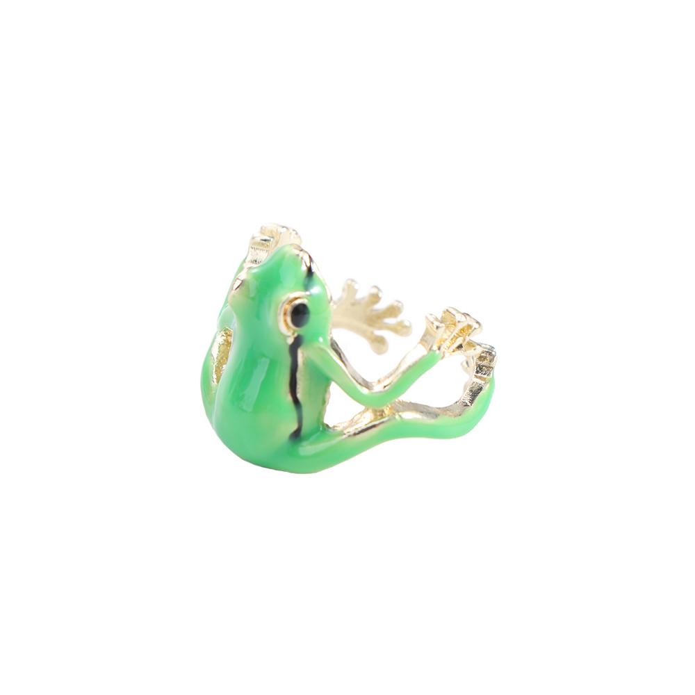 Zinc Zinc Alloy Creative Frog Ring Enamel Finger Ring Exquisite Green Frog Ring Gift