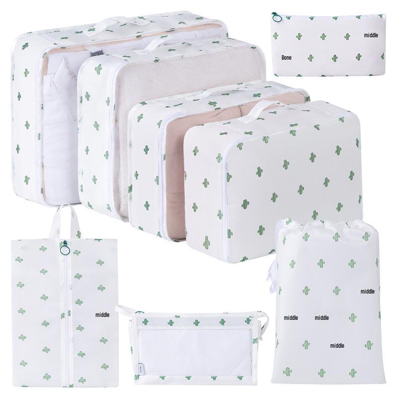 Eight-Piece Waterproof Travel Storage Bag Set for Business Trips - Large Capacity
