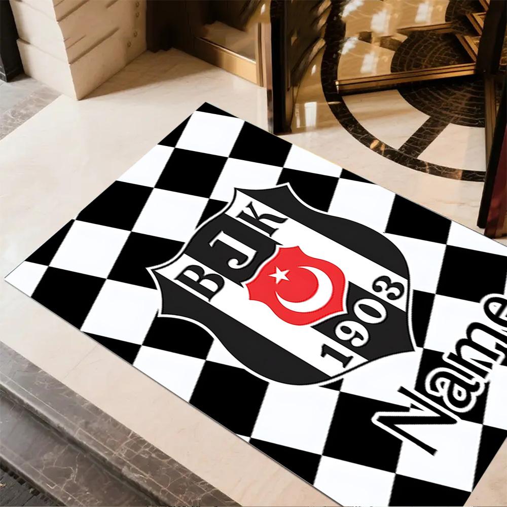Beşiktaş Crest Emblem Customizable Name Area Rug Suitable for Balcony Bedrooms Playrooms Decorate room Anti-slip Rug Office home decor