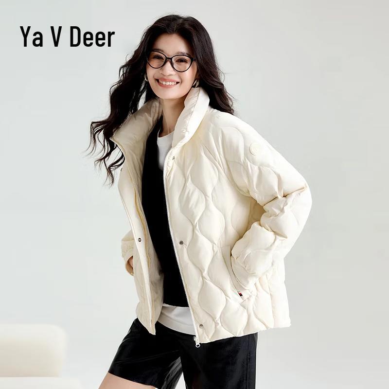 Yalulu Women's Lightweight Wave Quilted Stand Collar Down Jacket