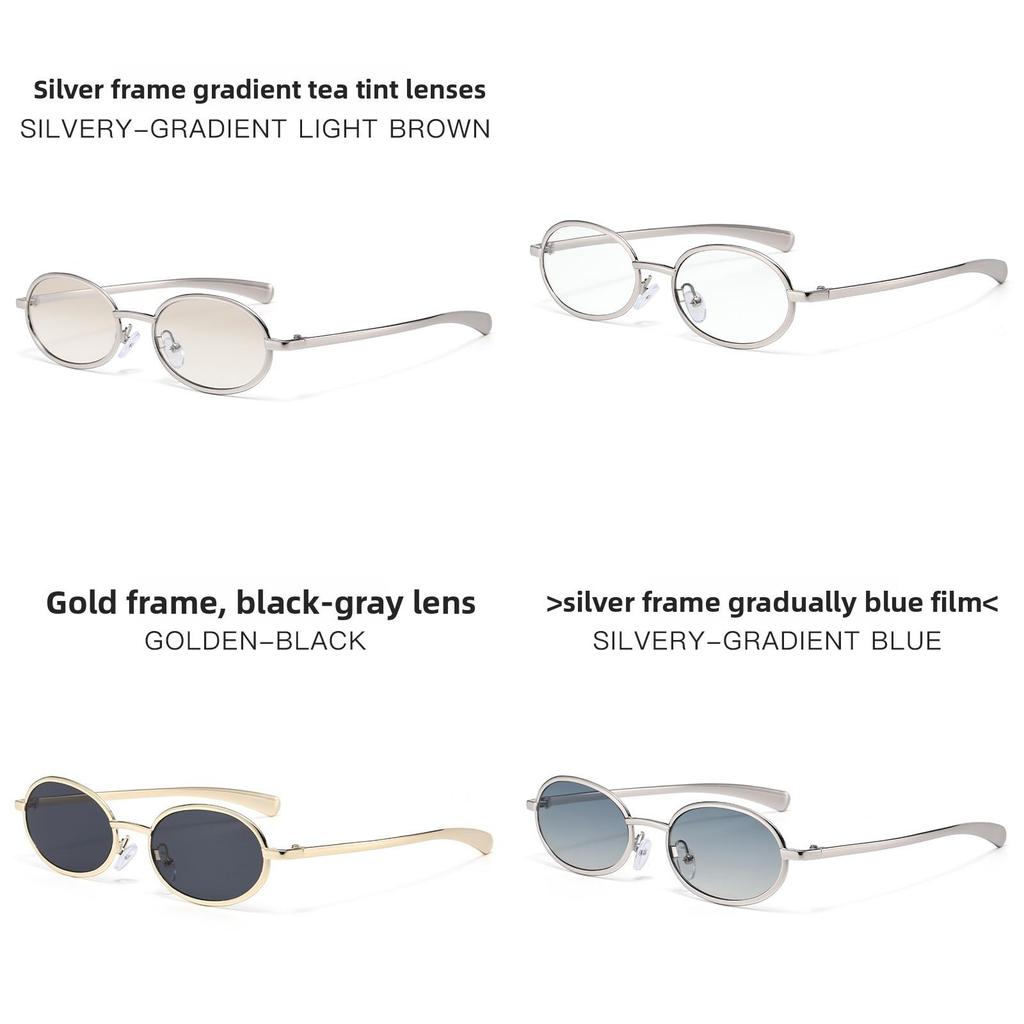 Vintage Metal Oval Sunglasses With Uv400 Protection For Fashionable Men And Women