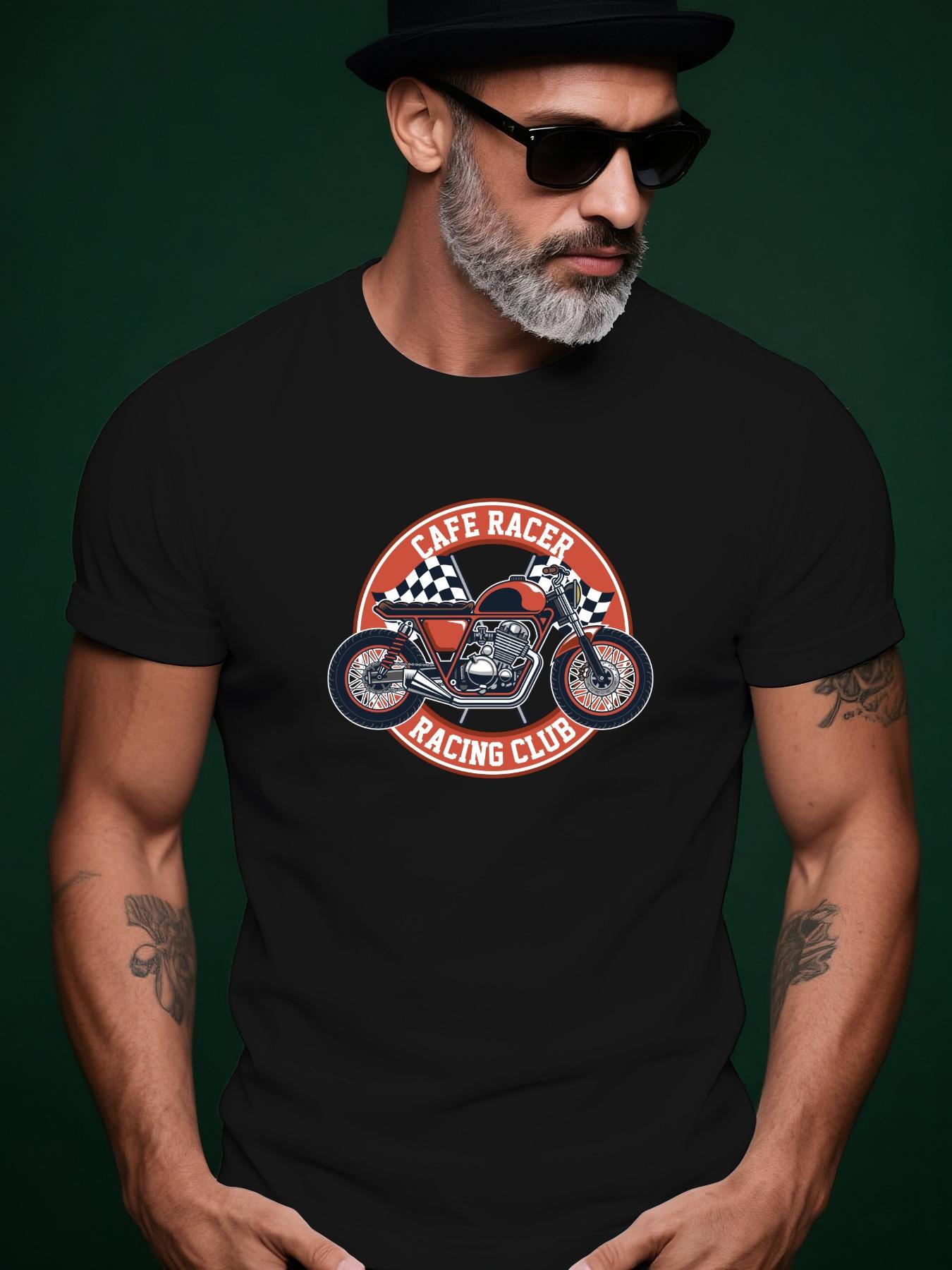CAFE-RACER Red Retro Motorcycle Tshirt Motorcycle Graphic... L