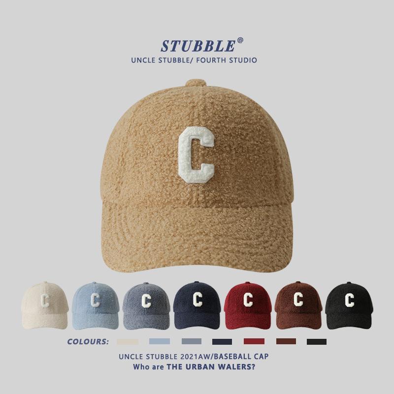 Autumn and Winter New Hard Top Sherpa Baseball Cap Girls Thickened Warm Hat Cute Face Little Duck Cap