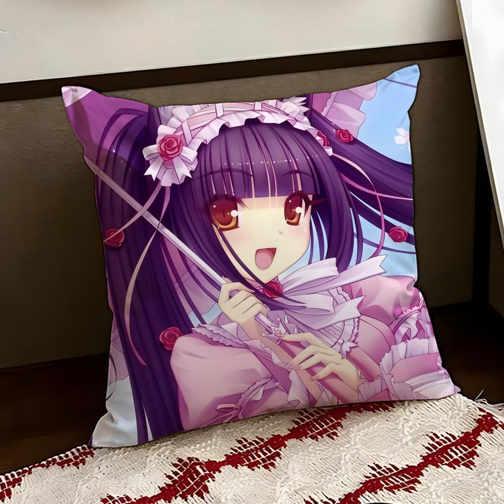 Anime NNekopara Cushion Cover Reversible Soft Durable Pillow Cover Home  Car MultiScene Use for Daily Comfort