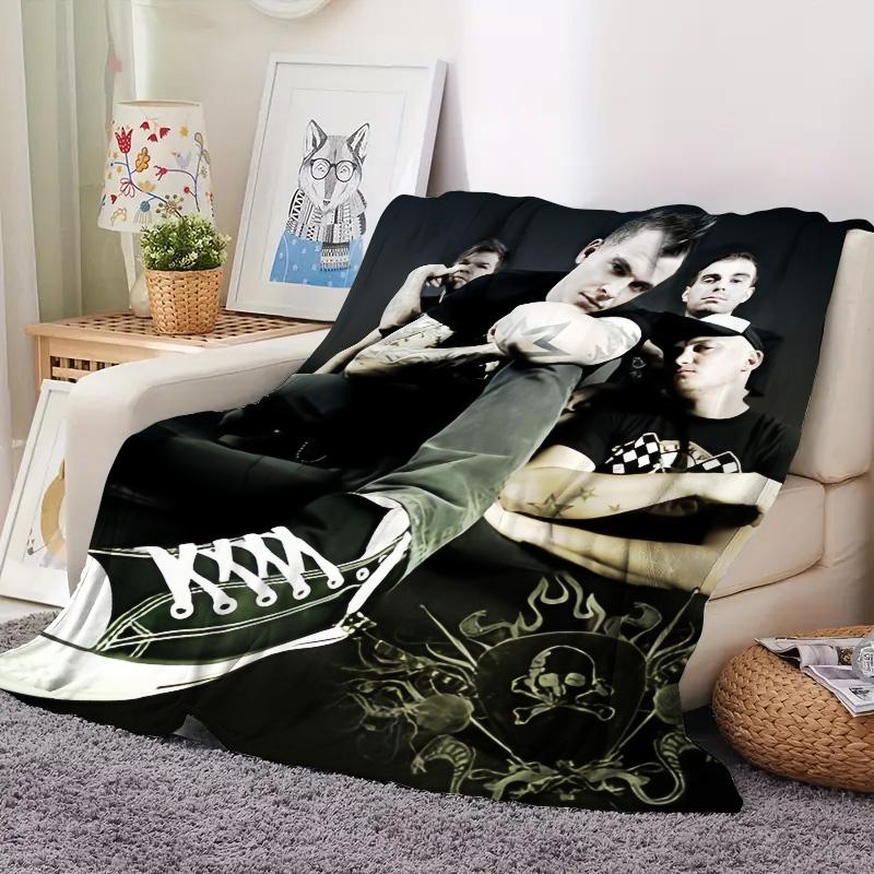 Punk Rock Band Vintage Portrait Print Fleece Blanket, Soft Warm Throw Blanket for Sofa Bed Music Fan Home Decor