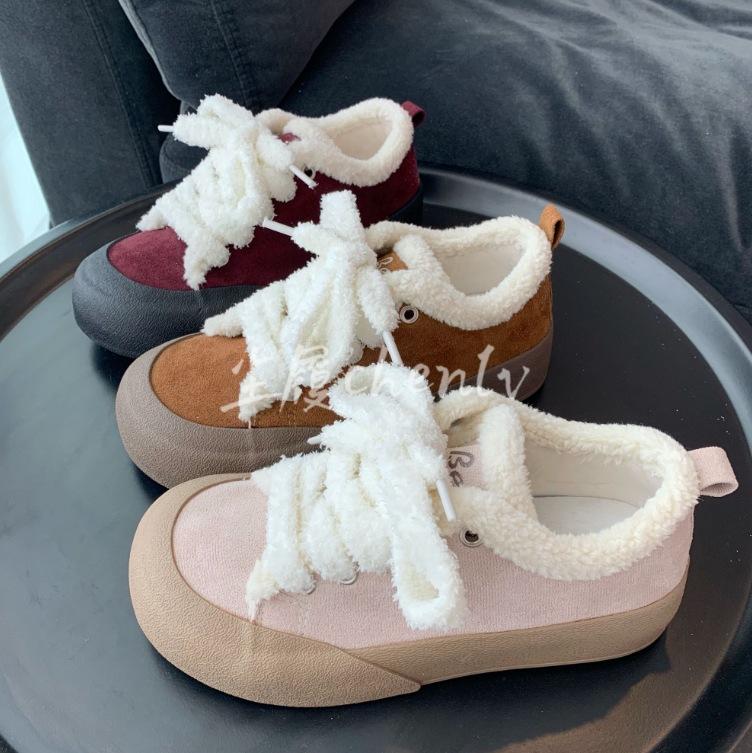BE cute platform small man casual versatile board shoes autumn and winter velvet warm cotton shoes women