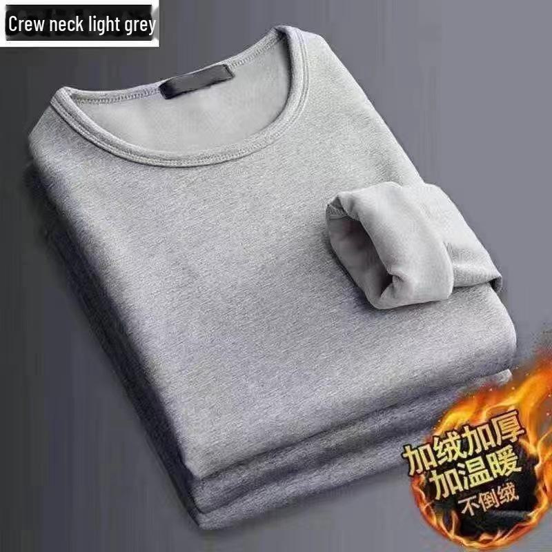 Men's Velvet-Thickened Thermal Long-Sleeve Slim-Fit T-Shirt in Solid Colors