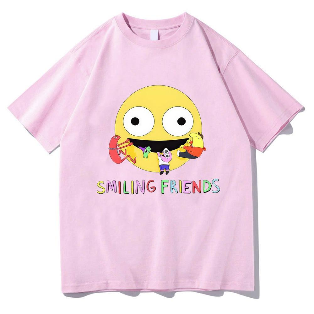 Funny Smiling Friends Cartoon Print T-shirts Summer Spring Cotton Mens Tee-shirt Graphic Printing Tshirts High Quality Soft Tees