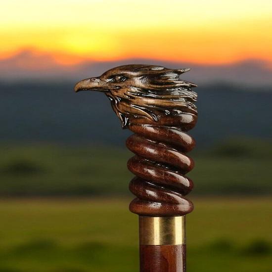 93,98 cm Adlerkopf Holzspazierstock Stock Einzigartiger Designer Wanderstock Handgefertigt für Stil Langlebigkeit