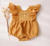 Girls' Summer Pastoral Style Ruffled Sleeve Embroidered Floral Dress