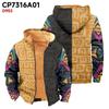 Men's Print Long Sleeve Pocket Coat Fashion Plus Velvet Overcoat