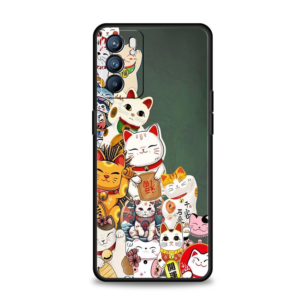 Phone Case Cover For Oppo A17 A31 A54 A57 A78 A79 Find X5 X6 Reno 7 8 10 11 12 13 F Pro Soft TPU Shell Animal Cat Tattoo Capas