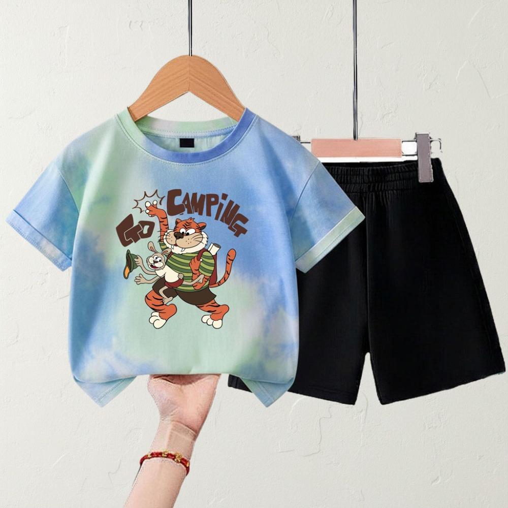 Summer fashion tie dye boys printed children s T-shirts and shorts 150