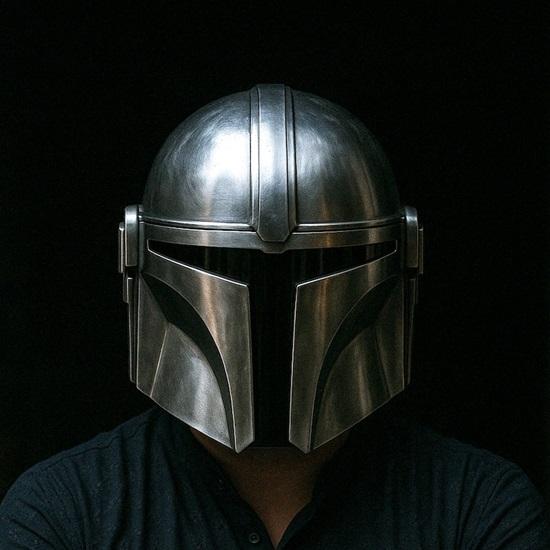 

Helmet Replica Authentic Chrome Steel Cosplay Helmet Star Wars Beskar Inspired