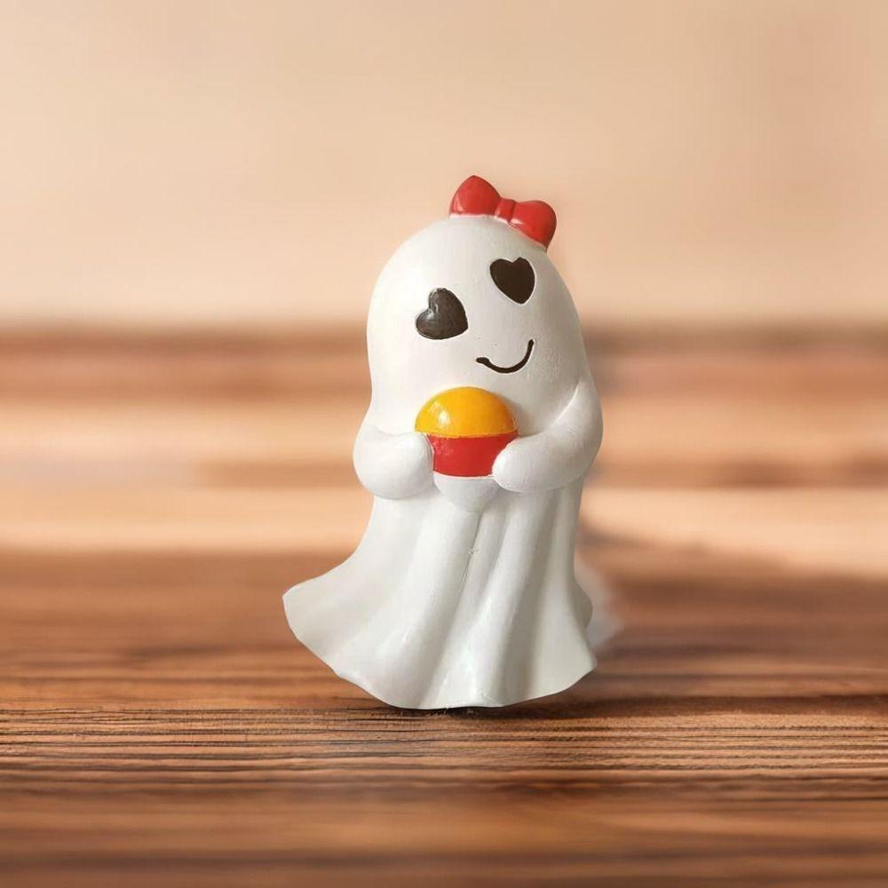 Cartoon Ghost Art Sculpture Resin Ghost Statue Ornament Halloween Ghost Figurine Office
