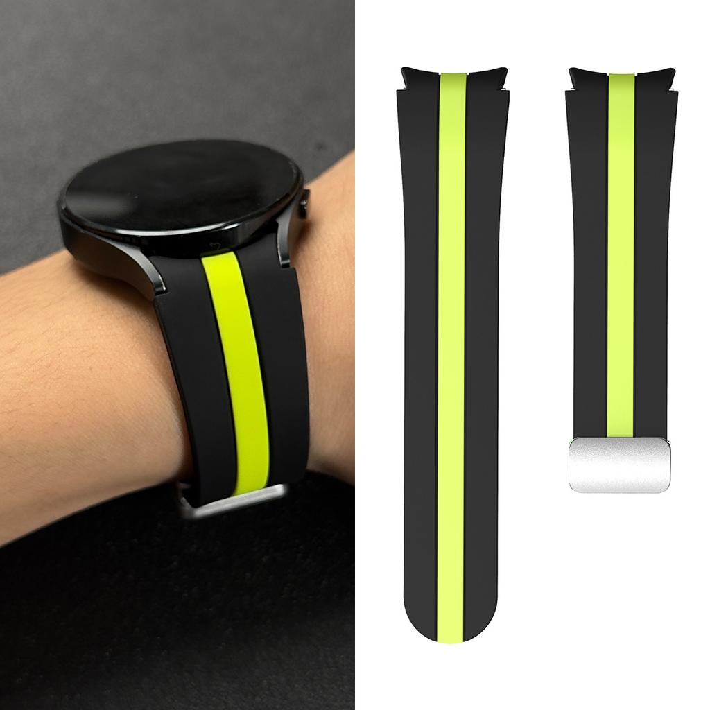 Two-Tone Vertical Stripe Silicone Strap with Magnetic Clasp for Samsung Watch4/5/6/7/FE 40/44mm Sports Watch Strap