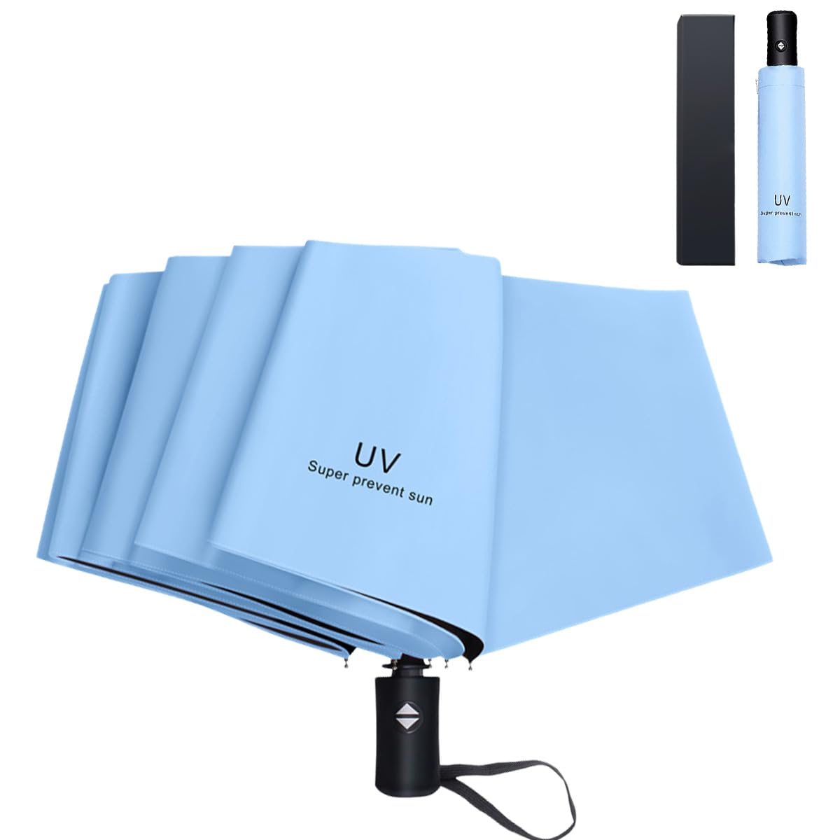 

Folding Complete UV Easy to Sunshade UV Can be Used on Sunny and Rainy Automatic Opening and 8 Comes with Gift Sky Blue [Fuyumoe] Umbrella, Shading,