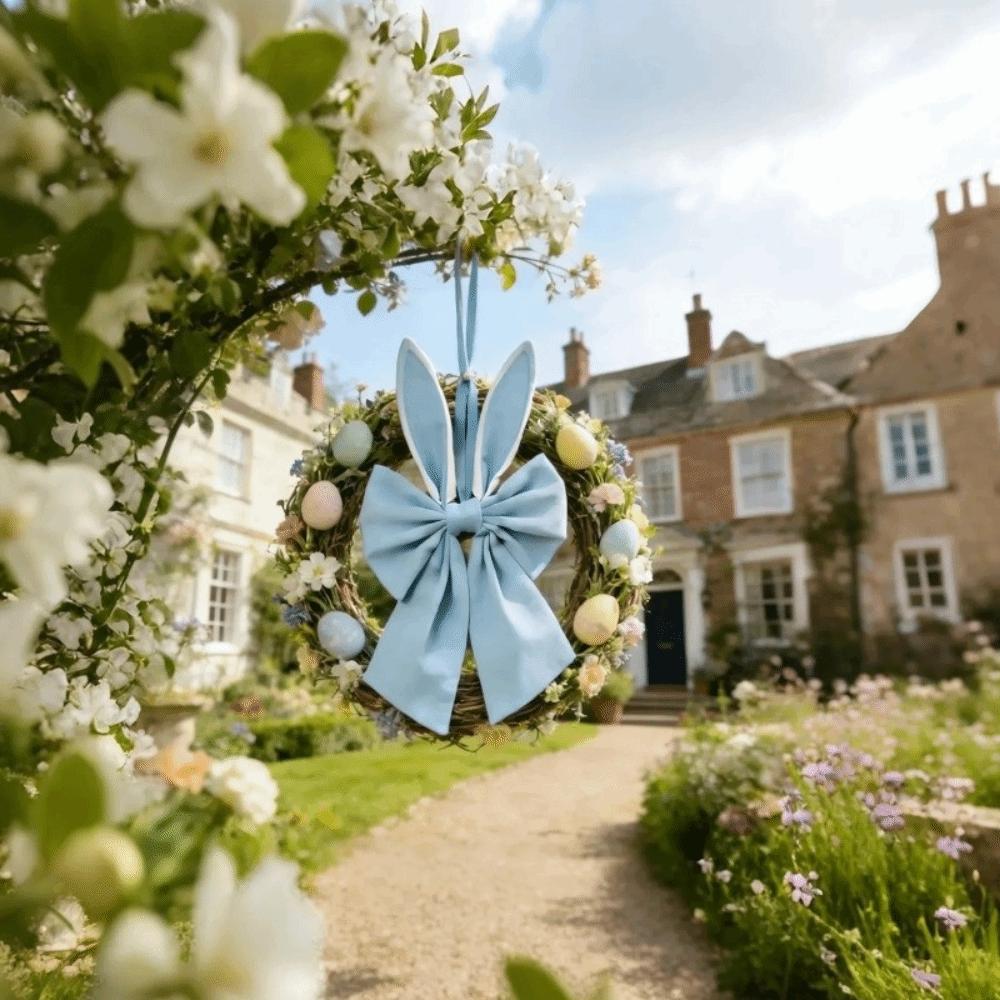 Soft Easter Hanging Item Multi-purpose Decorative Fabric Bow Bunny Ear Bow  Wall Decor