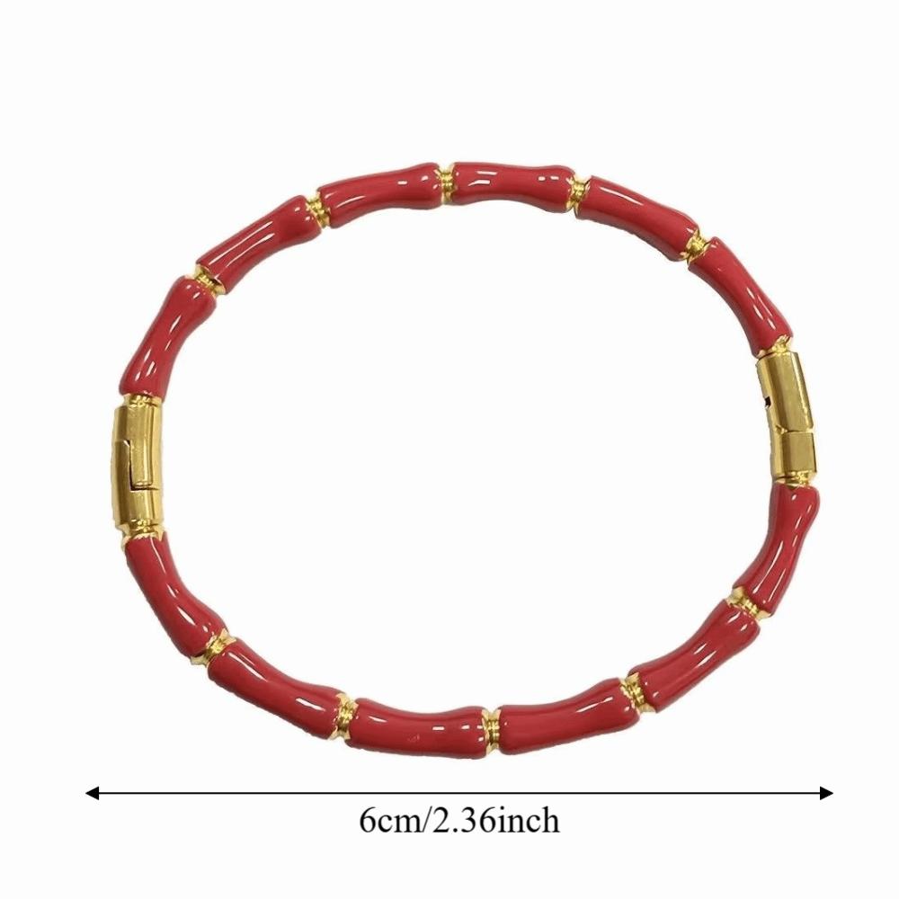 Stainless Steel Enamel Resin Bracelet Colorful Stainless Steel Bangle Bamboo Joint Bangle Party