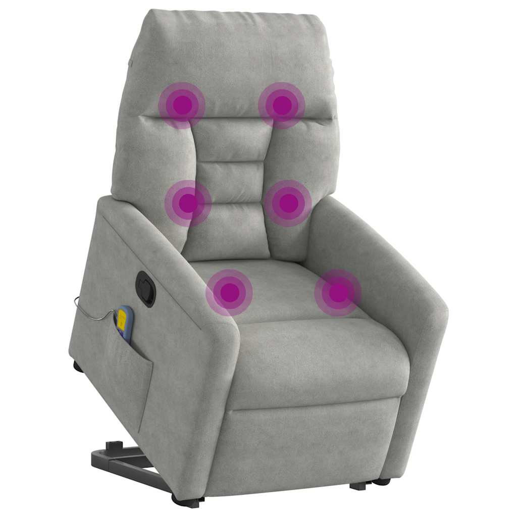 Recliner Chair with Lift Function Light Gray Microfiber Fabric