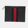[Pre-Owned] Signature Logo Stripe Web Zipper Canvas Clutch - Excellent #6B5X54