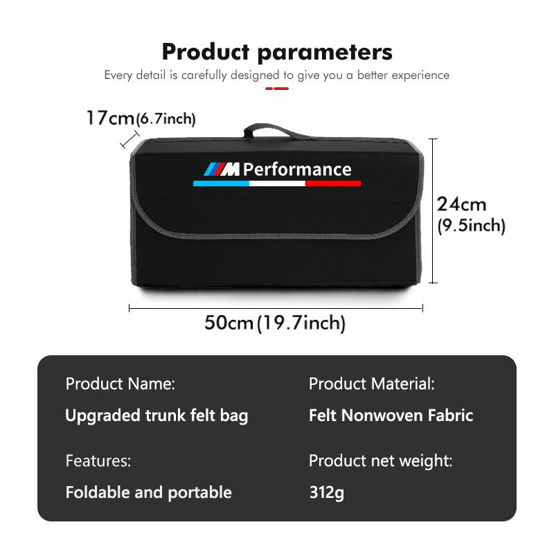 XZFG7 Universal Car Trunk Storage Box Portable Travel Organizer Bag For BMW Performance M Alpina E71 E83 F30 M6 F01 F20 X1 X2 X3