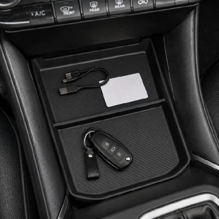 Small Item Storage for Car Console, Flexible Rubber Lower Tray with Two Section Design, Simple Placement, and Cleaner Access During Drives