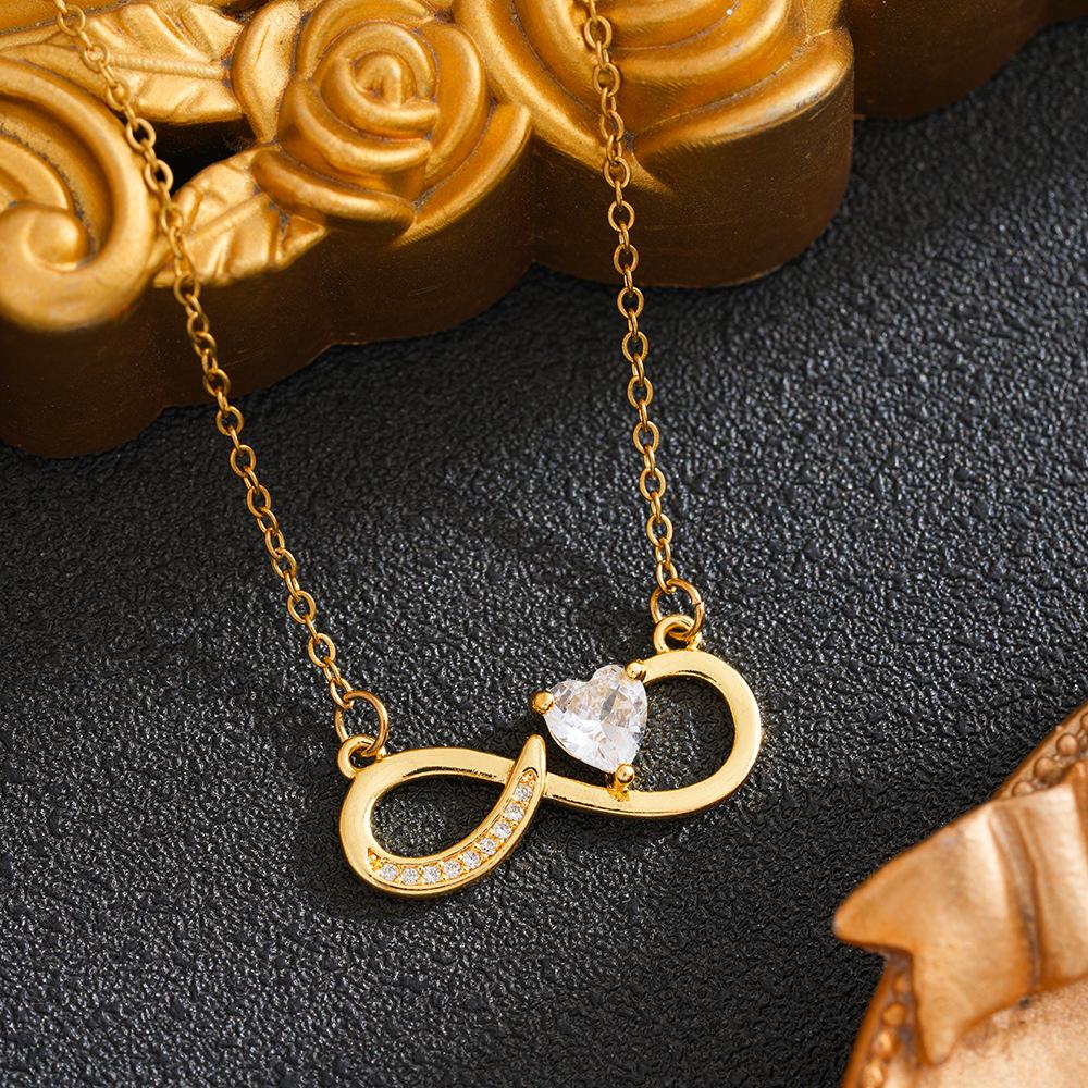 Net Celebrity Love Infinity Micro-Inlaid Necklace - Niche Design, Luxurious Pendant, High-End Clavicle Chain