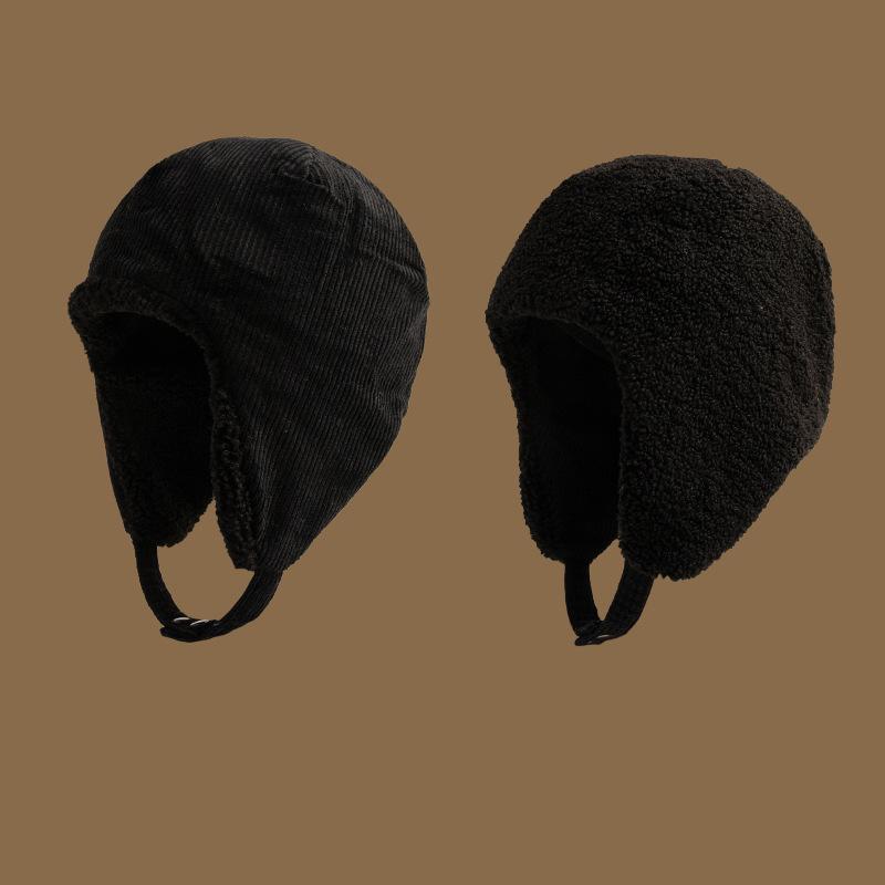 Wearing Lamb Plush On Both Sides, Men and Women Keep Warm In Winter, Ride Bicycles, Protect Their Ears from the Cold, and Wear Flying Caps In Their