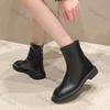 Fashion Women Platform Ankle Boots British Style Fashion Back Zipper Soft Leather  Chelsea Boots Woman Autumn Thick Sole Short Booties