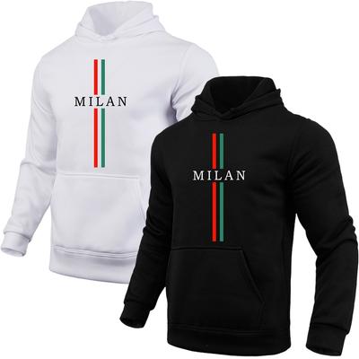 Milan Fashion Men's Hoodies High Quality Hooded Long Sleeved Pullover Male All Season Daily Casual Sports Fitness Sweatshirts