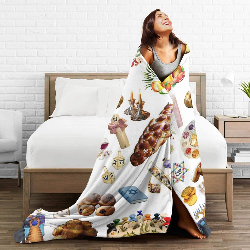 Happy Jewish Passover Blanket Quality Warm Soft Throw Blanket Spring Travel Bedroom Fashion Bedspread