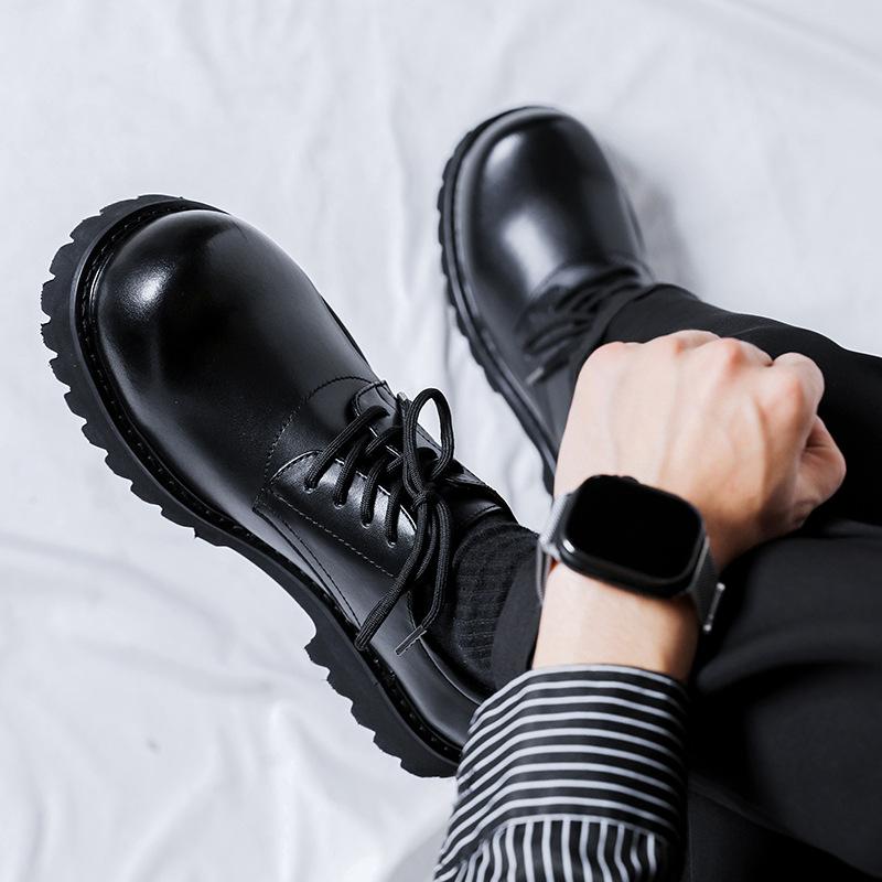 Derby Shoes Men's Shoes Big Head Shoes Casual Leather Shoes Autumn and Winter New Platform Casual Leather Shoes Versatile High Street 1028-R