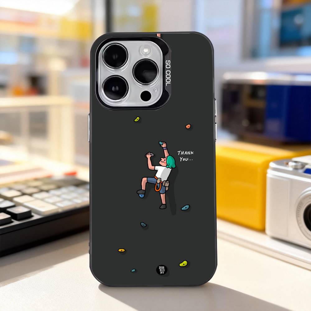 Rock Climbing Wall Cool Phone Case For iPhone 17,16,15,14,13,12,11,Pro,XS,Max,Plus,Mini,SE4,E IMD Matte Black