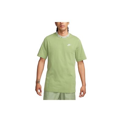 Club Letter Logo Print American Vintage Round Neck Short Sleeve T-Shirt Men Tops Oil-Green FB7310-386