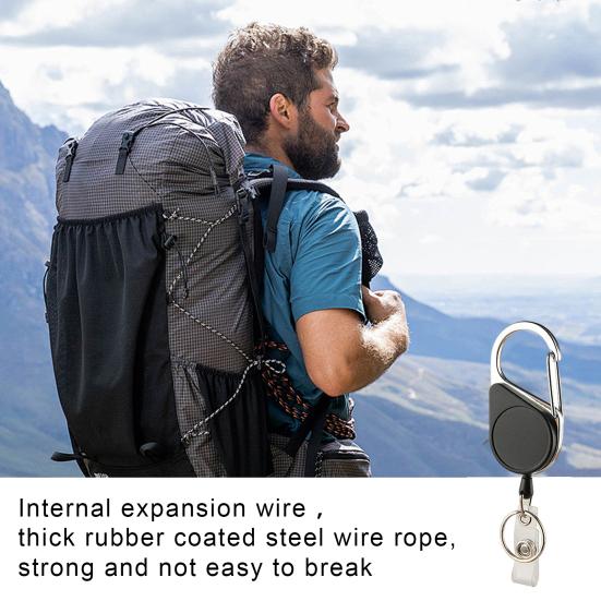 Retractable Keychain Heavy Duty Carabiner Key Chain Lightweight Impact Resistance Tactical ID Badge